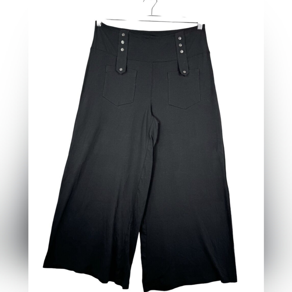 Effie's Heart Super wide leg button pocket detail jersey pants black goth sz XL